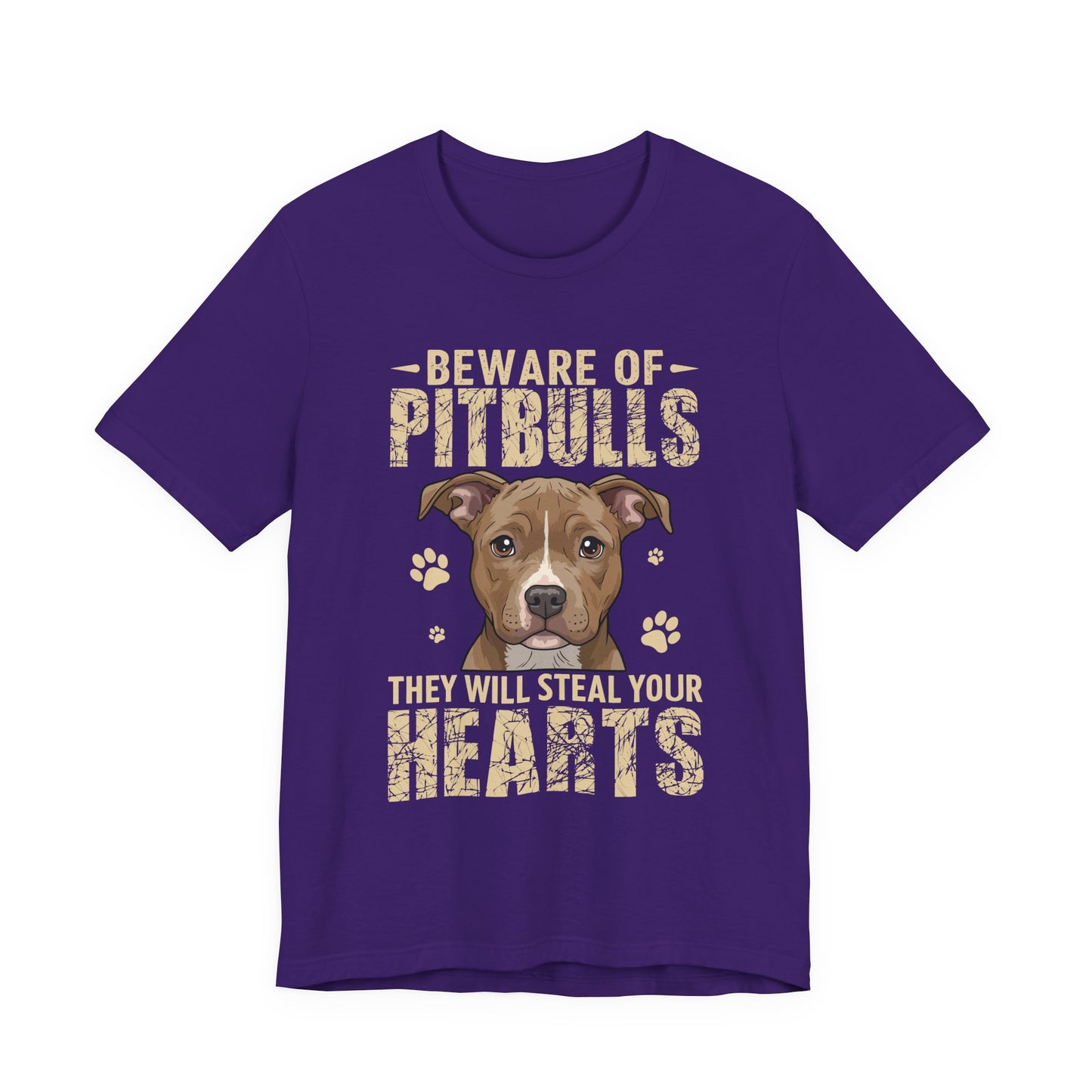 Pitbull Lover T-Shirt — "Beware of Pitbulls They Will Steal Your Hearts" Cute Dog Tee