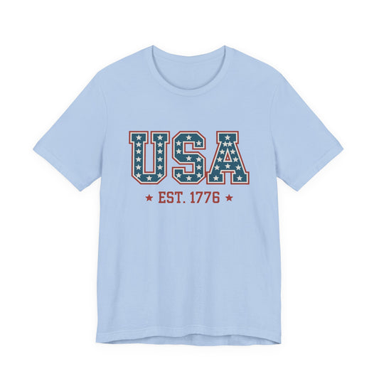 USA Est. 1776 T‑Shirt — Patriotic American Flag Stars Tee