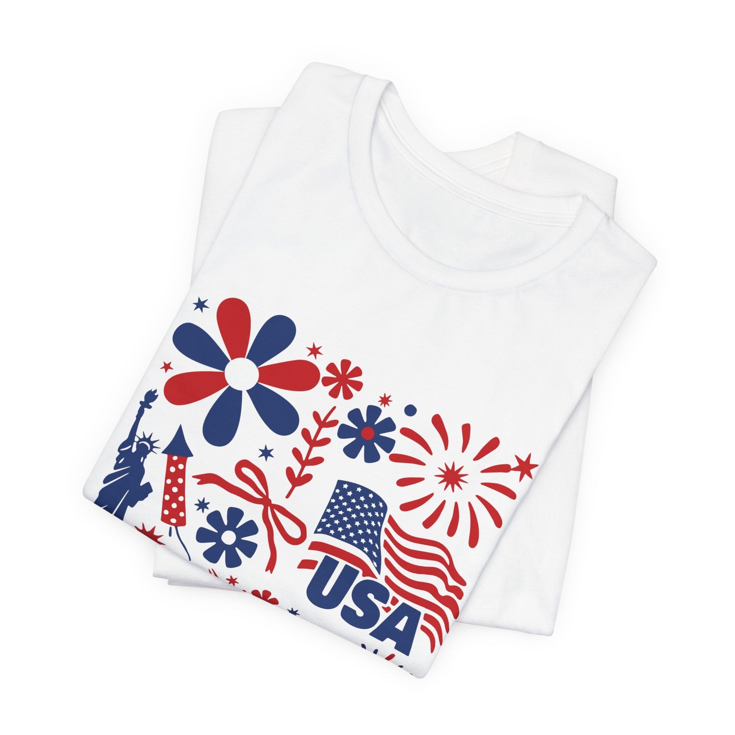 USA Patriotic T-Shirt – Fourth of July Fireworks & Liberty Graphic Tee