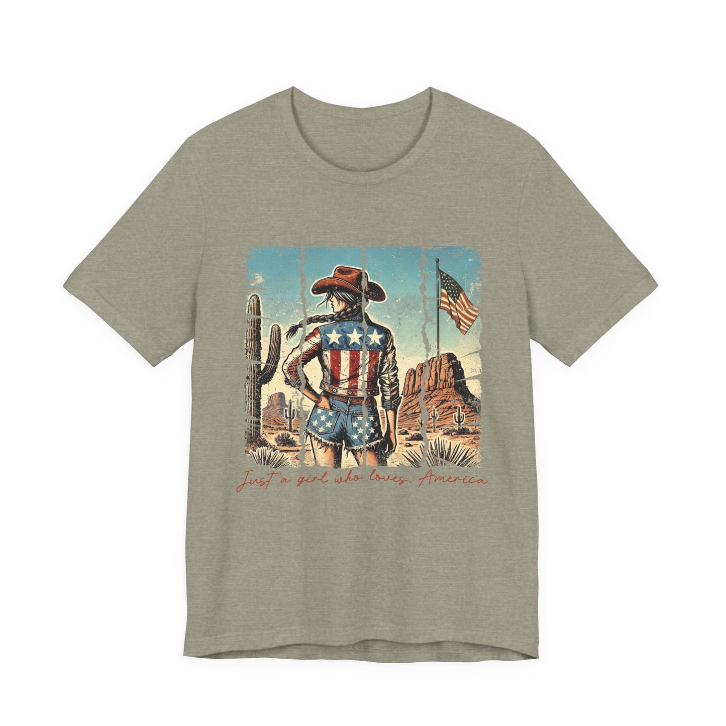 Patriotic Cowgirl Tee — "Just a Girl Who Loves America"