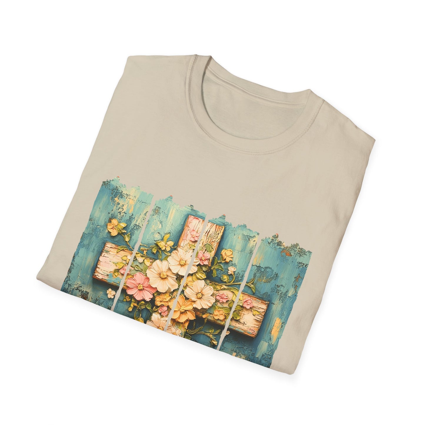 Floral Cross Christian T-Shirt — Faith, Hope & New Life Easter Tee
