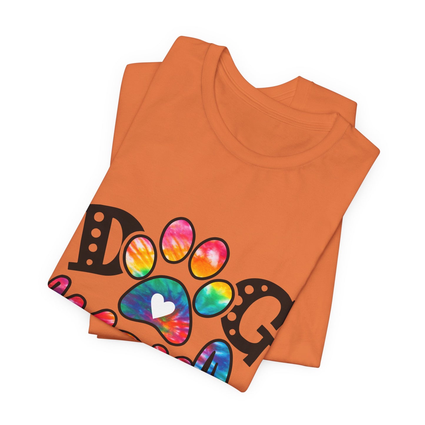 Dog Mom T-Shirt - Colorful Rainbow Paw Design