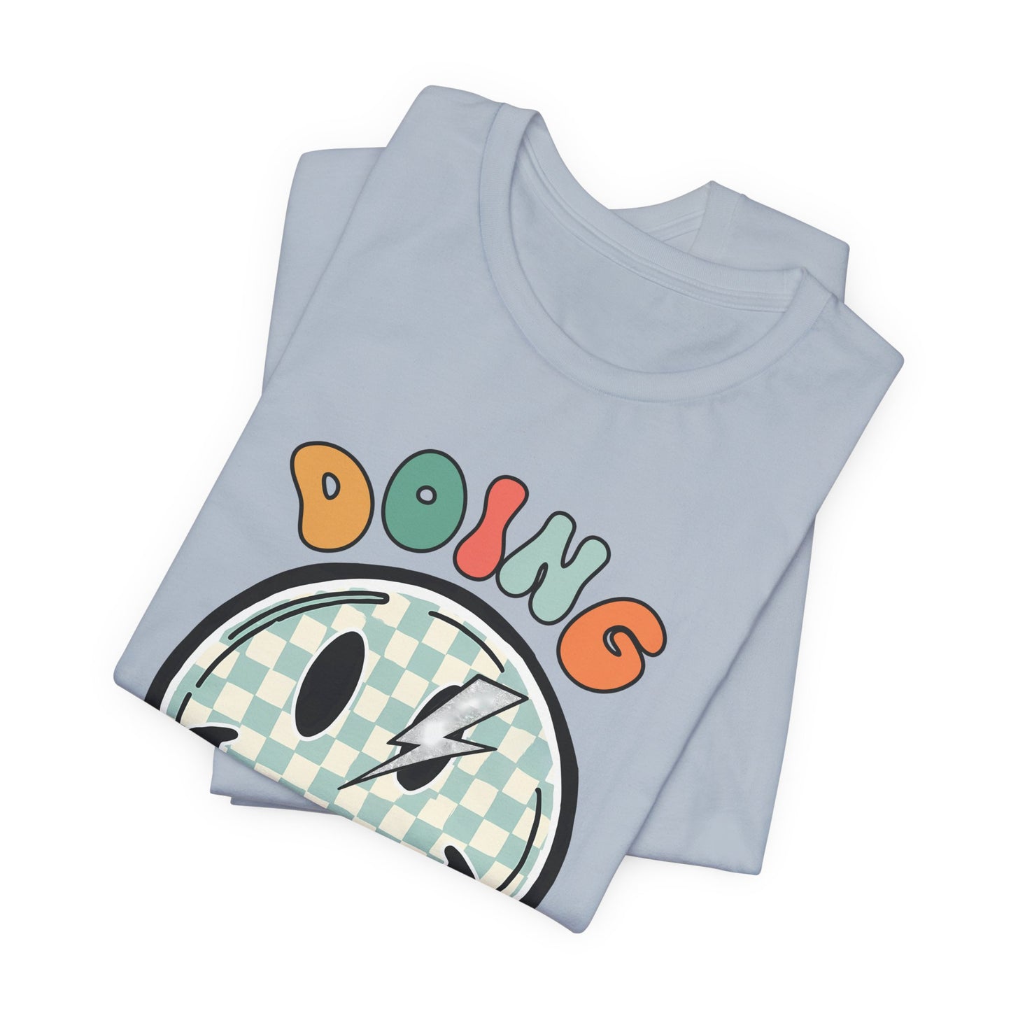 Doing My Best Smiley Tee — Retro Checkerboard Positive Message T‑Shirt