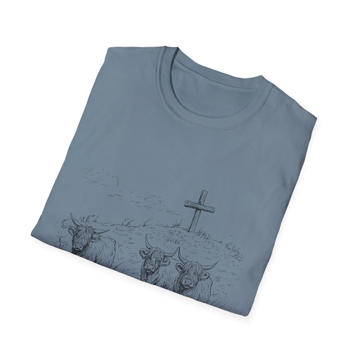 Christian Cross & Oxen T-Shirt — “Follow the Sword, Not the Herd” Faith Graphic Tee