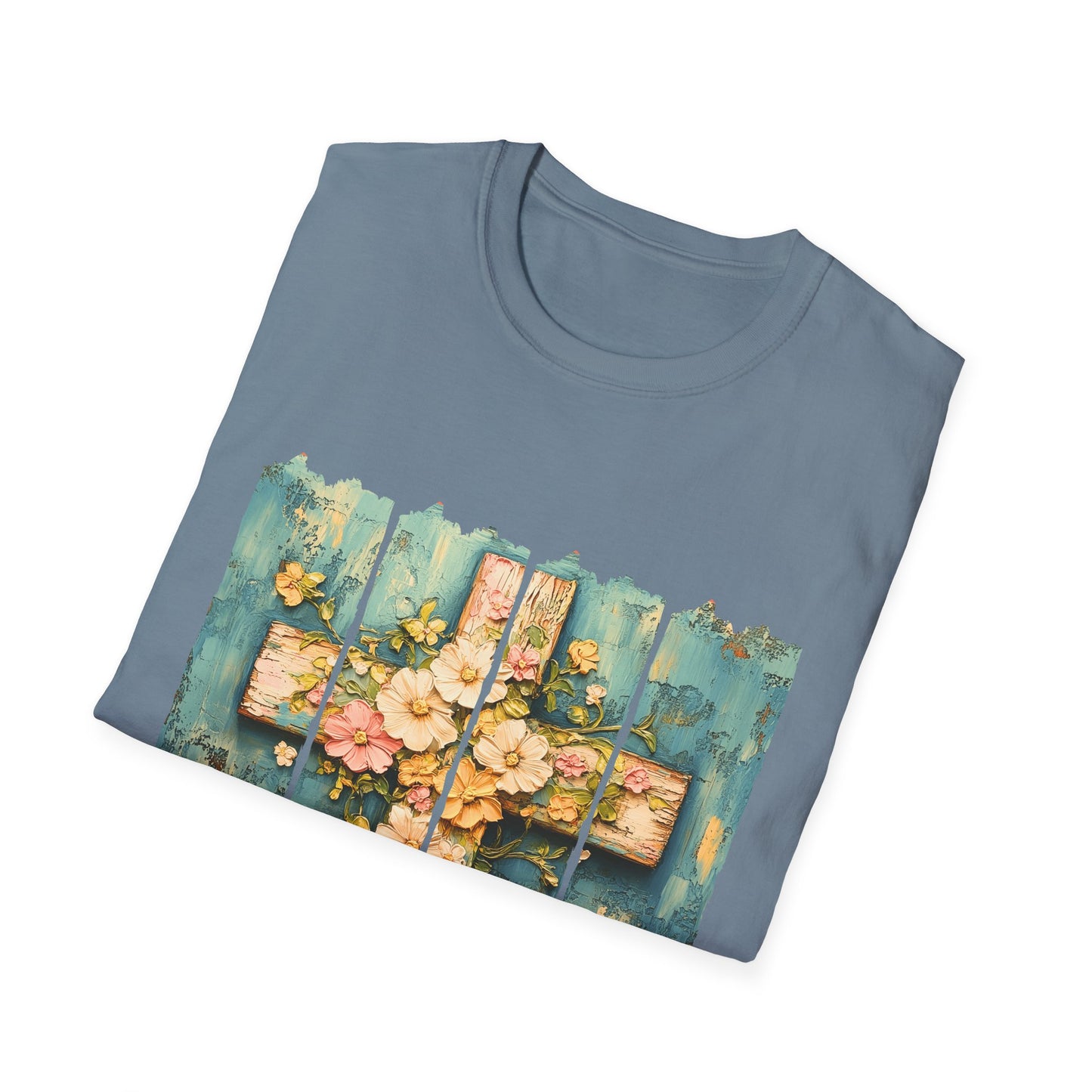 Floral Cross Christian T-Shirt — Faith, Hope & New Life Easter Tee