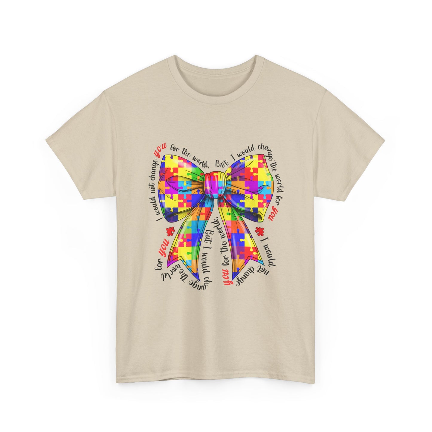 Autism Puzzle Ribbon Tee — Colorful Awareness Bow Shirt
