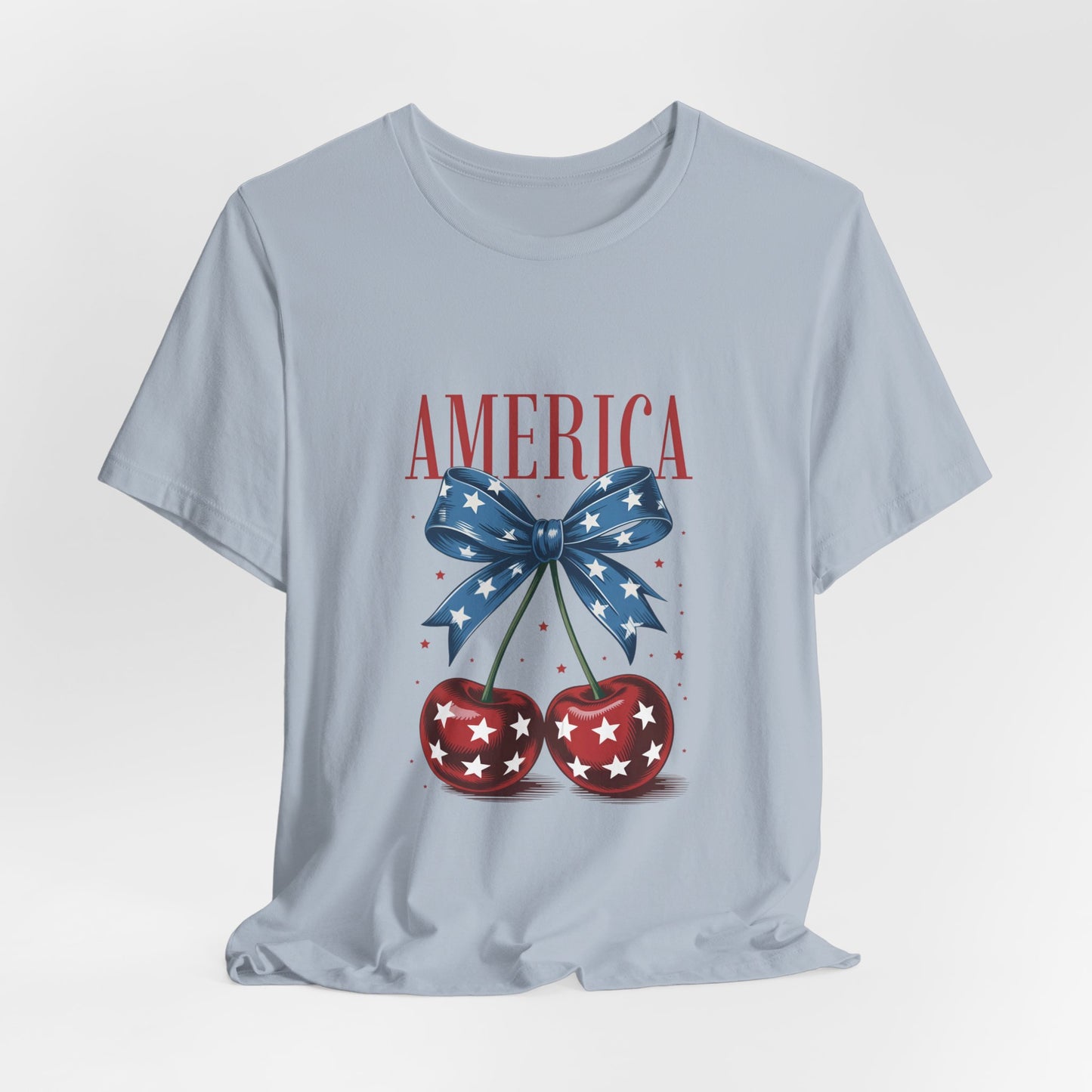 America Cherry Tee — Patriotic Stars & Stripes Graphic T-Shirt