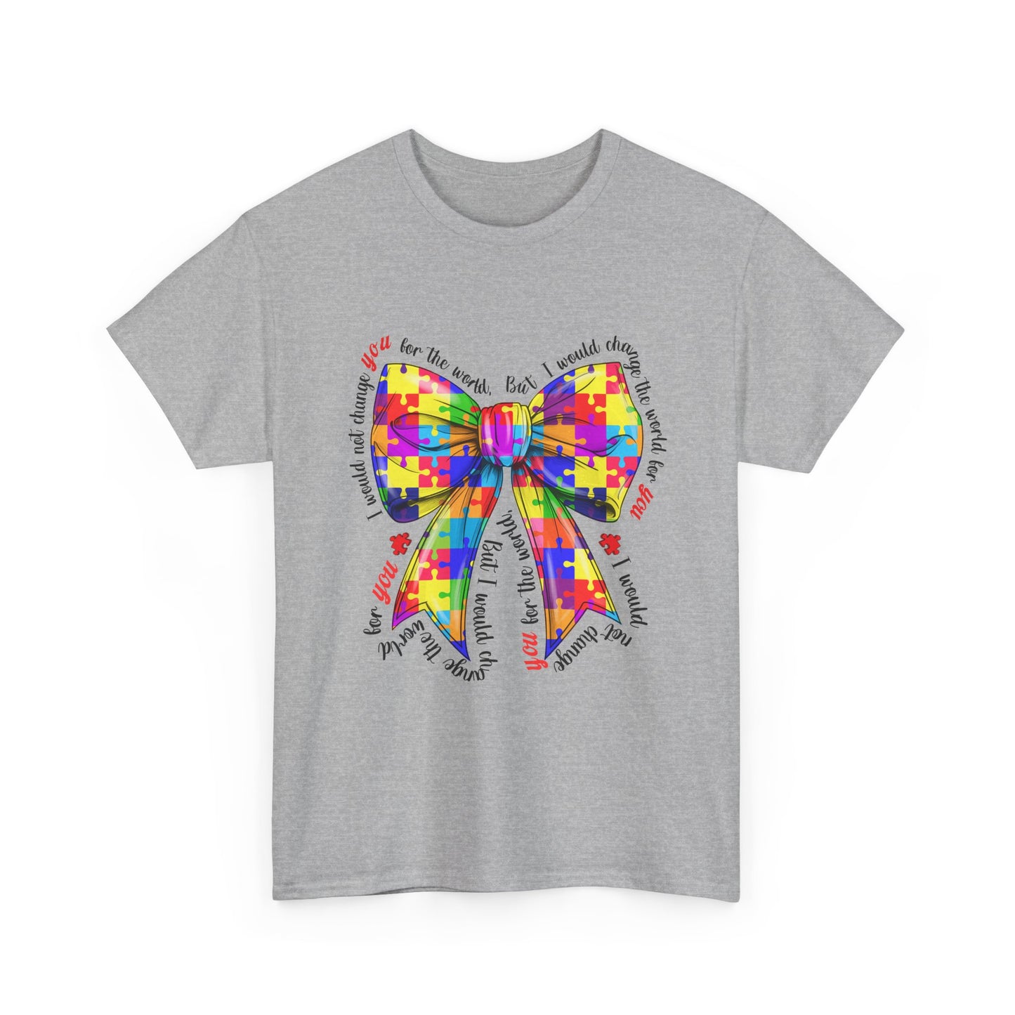 Autism Puzzle Ribbon Tee — Colorful Awareness Bow Shirt