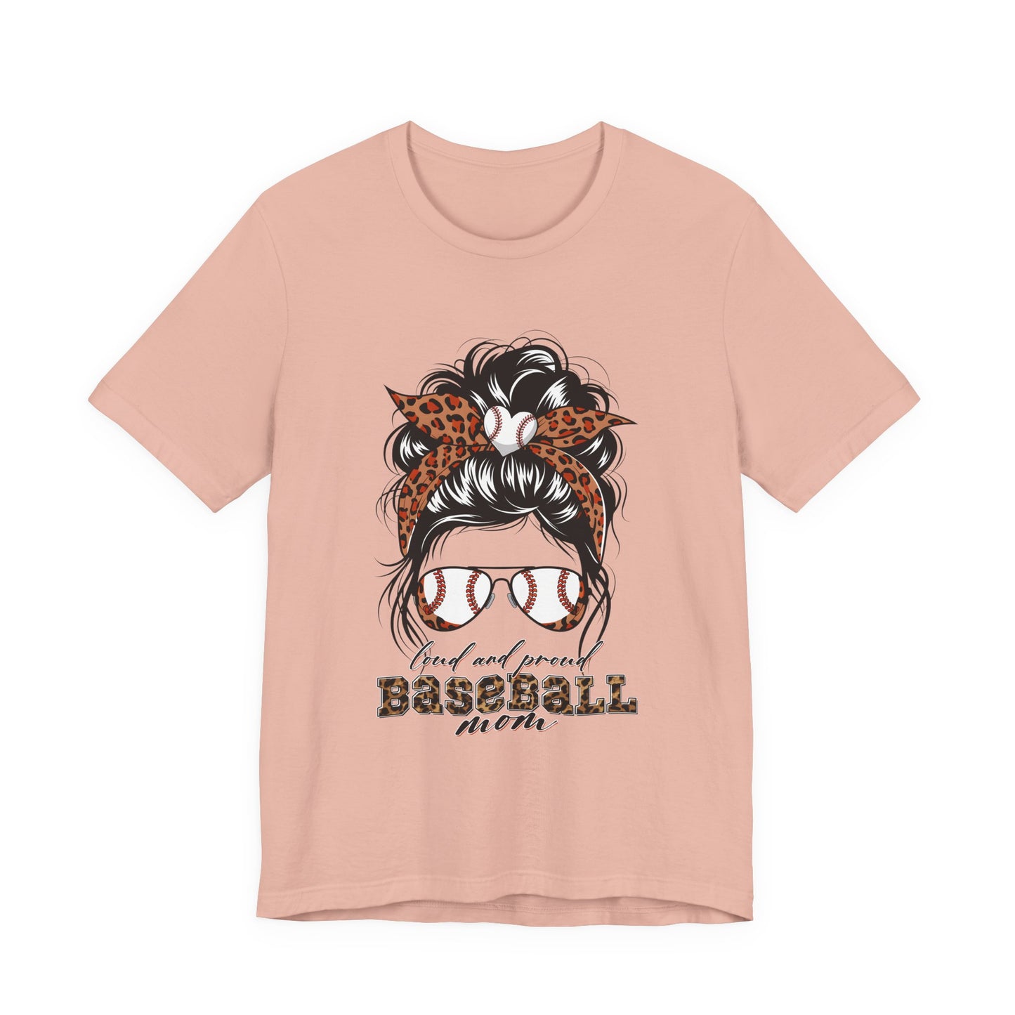 Baseball Mom Graphic Tee — Leopard Hairbow, Sunnies & "Baseball Mom" Text