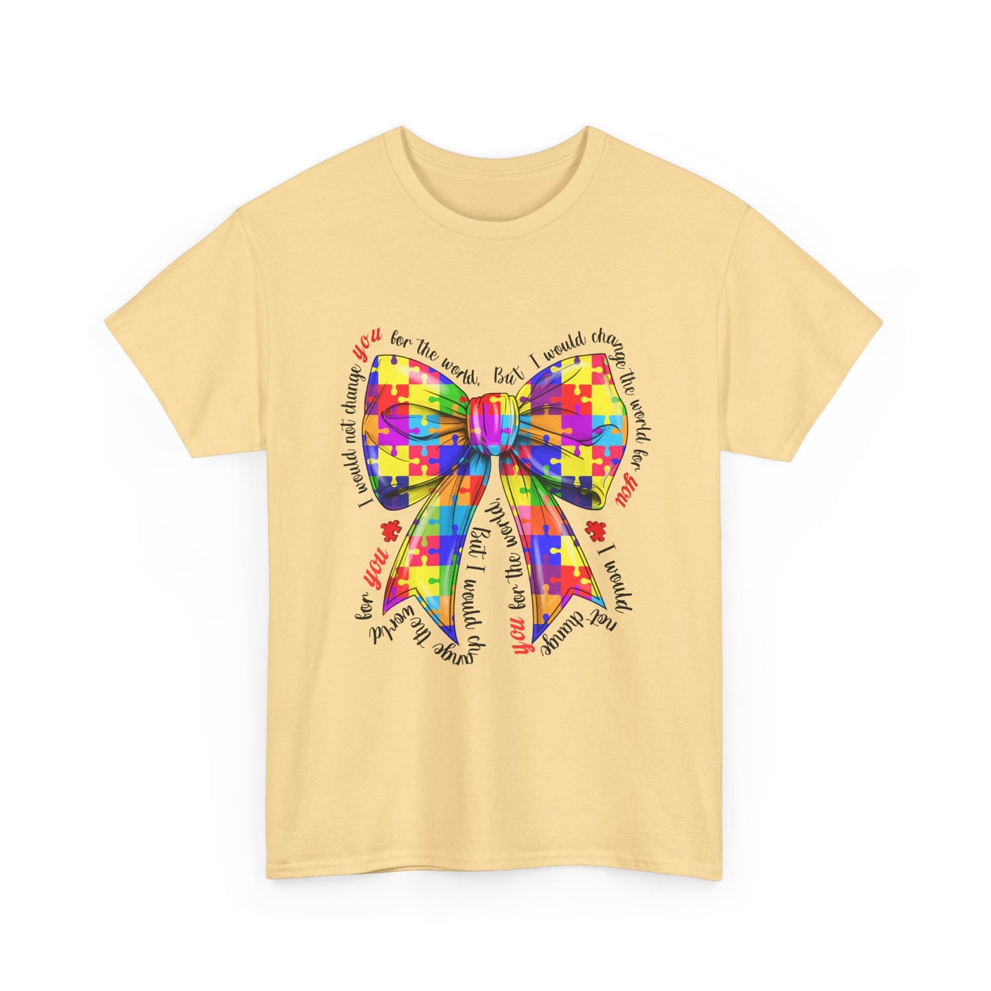 Autism Puzzle Ribbon Tee — Colorful Awareness Bow Shirt