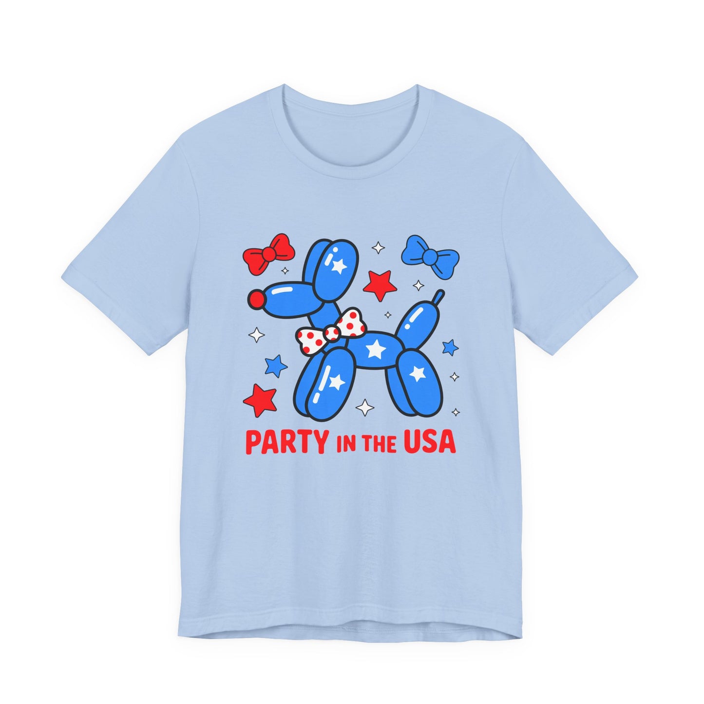 Party in the USA Balloon Dog Tee – Patriotic 4th of July Graphic T-Shirt