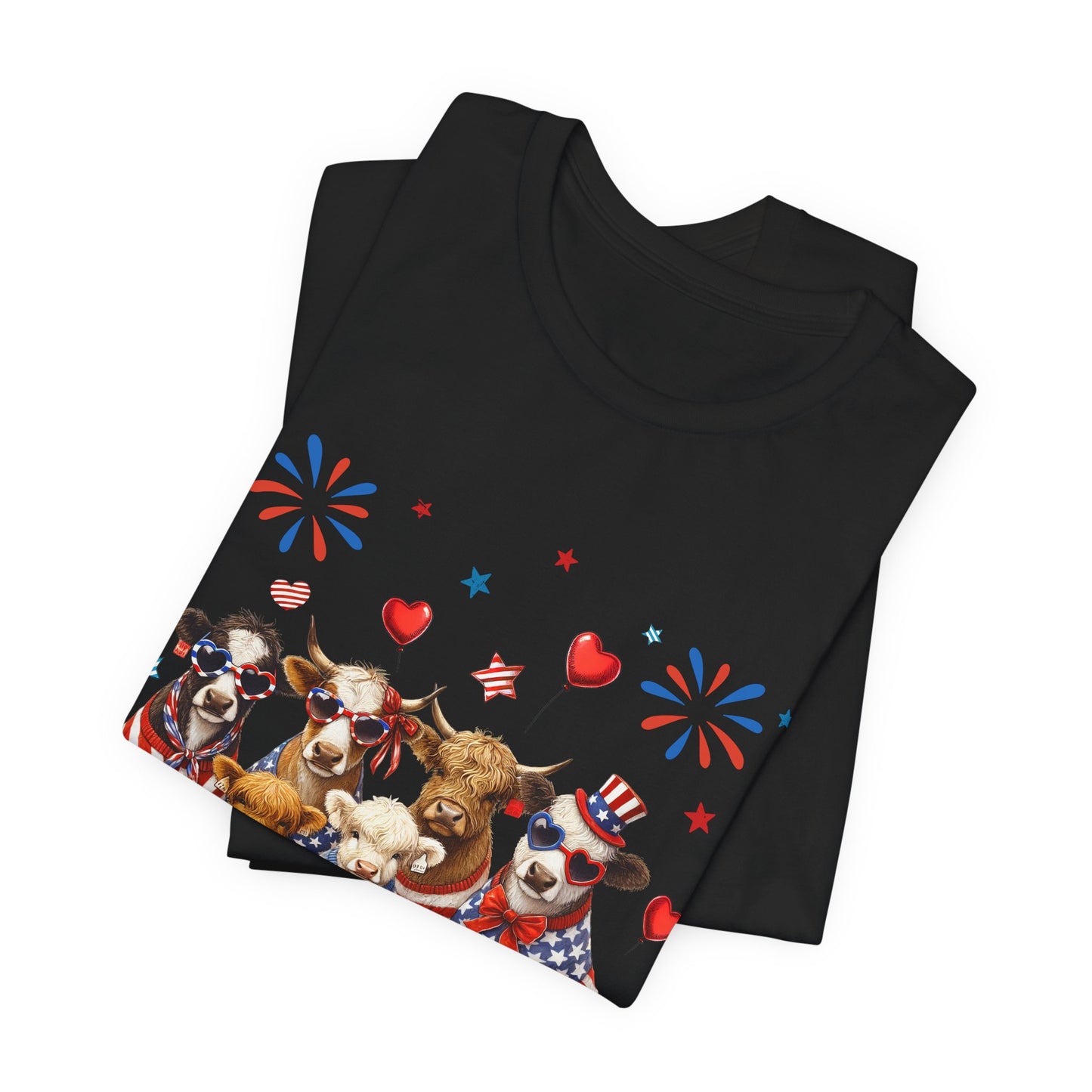 Patriotic CowsT-Shirt — Cute Cows in USA Outfit 4th of July Tee