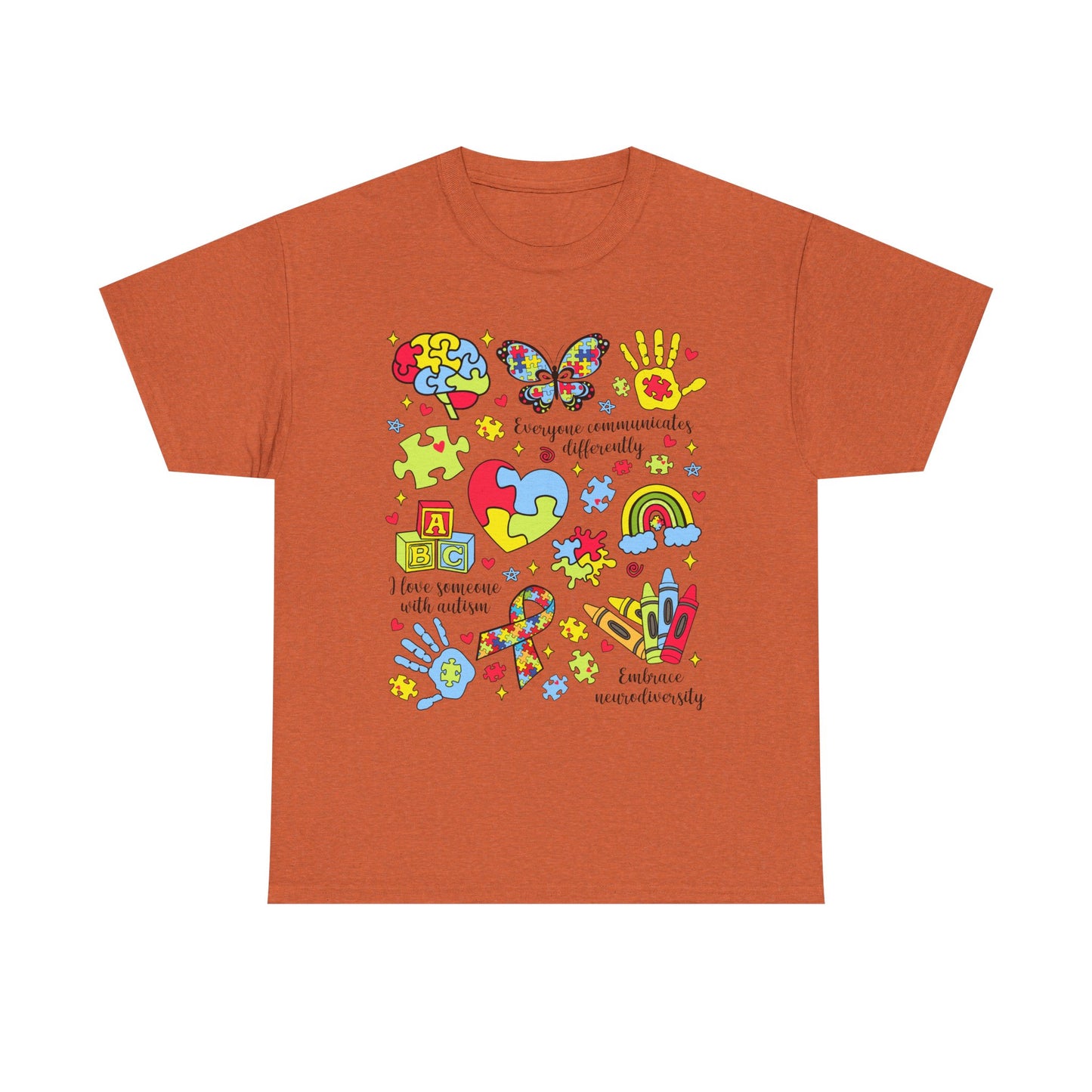 Autism Awareness Graphic Tee — Colorful Puzzle Heart & Hands Design