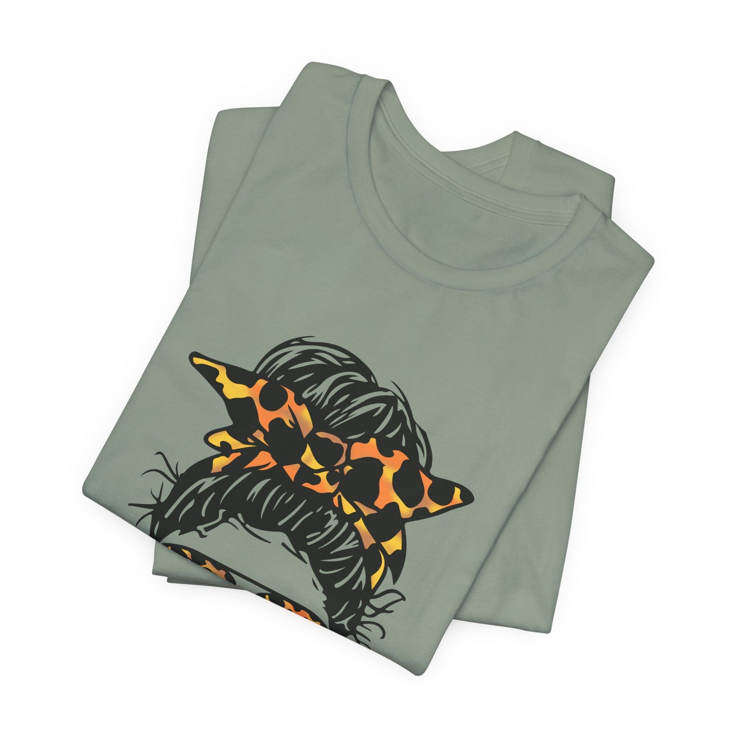 Dog Mom T-Shirt – "Kinda Busy Being a Dog Mom" Leopard Print Messy Bun Tee