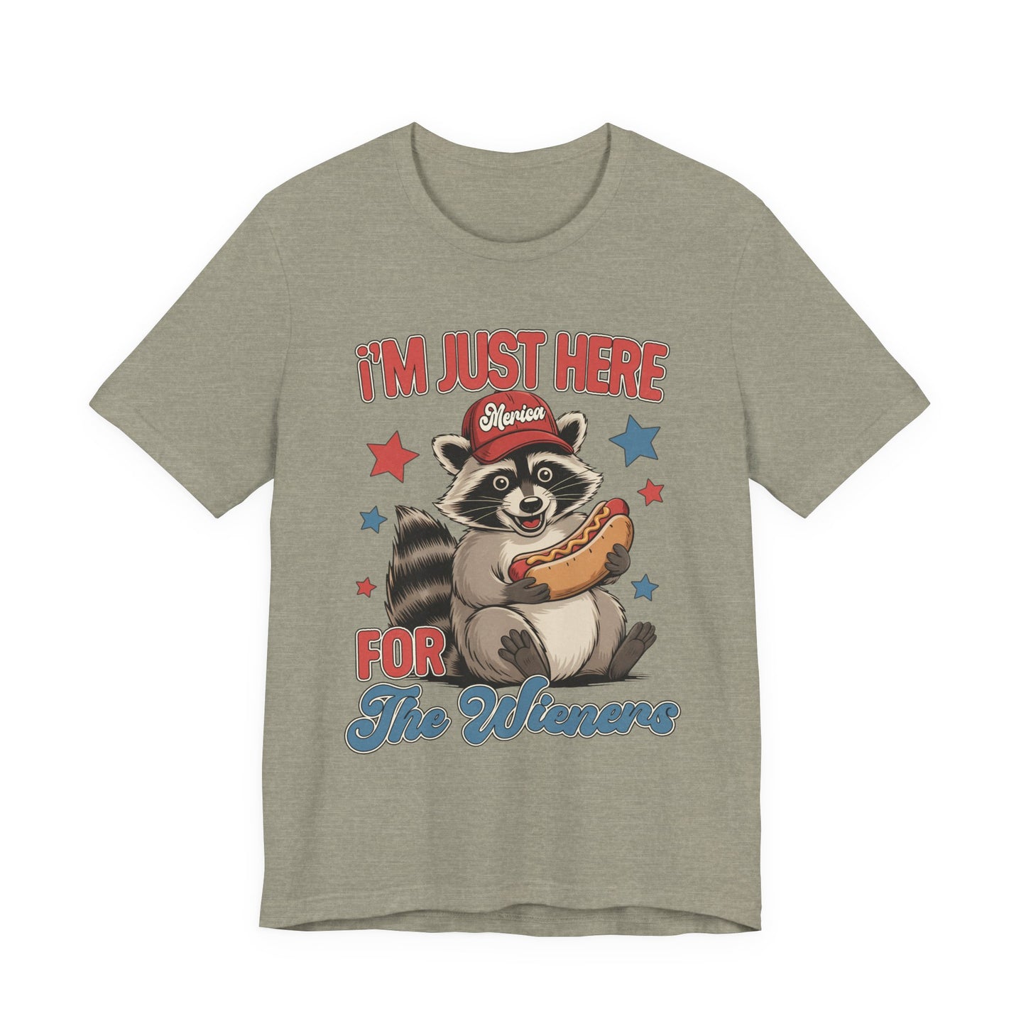Patriotic Raccoon Hot Dog Tee — “I'm Just Here For The Winans” Graphic T-Shirt