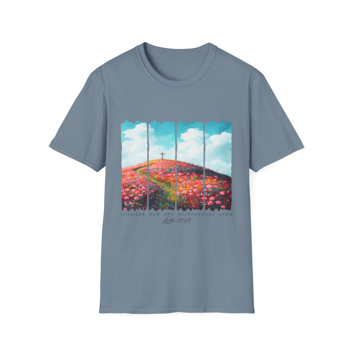 Christian Cross Meadow T-Shirt — Hope on the Hill Floral Graphic Tee