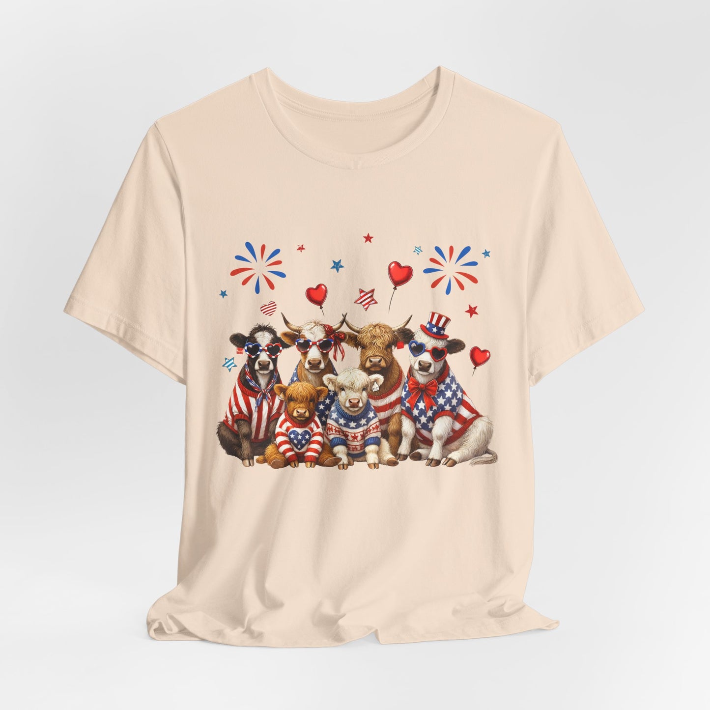 Patriotic CowsT-Shirt — Cute Cows in USA Outfit 4th of July Tee