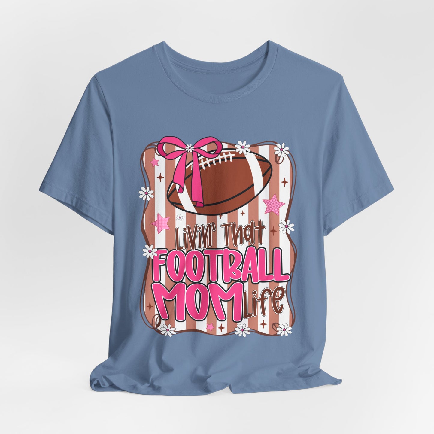 Football Mom Life T-Shirt — Pink Bow Football Mom Tee