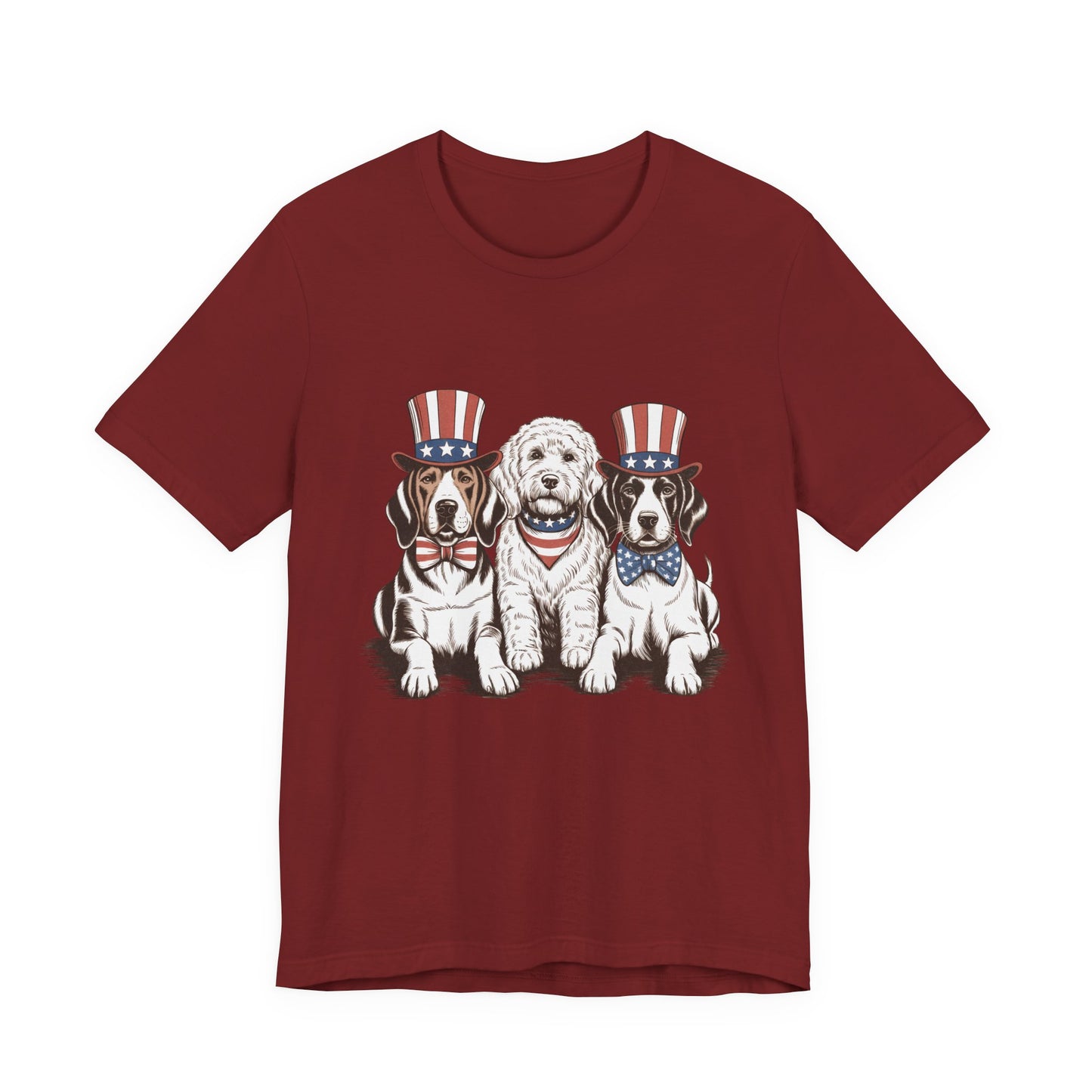Patriotic Puppies T-Shirt — 4th of July Dog Tee with Uncle Sam Hats