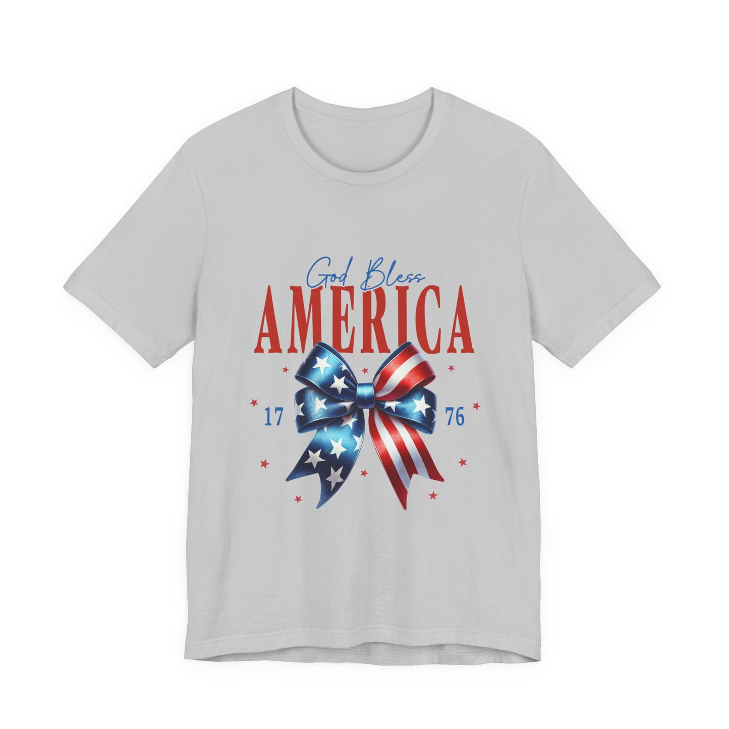 God Bless America Bow T-Shirt — Patriotic 1776 Fourth of July Tee