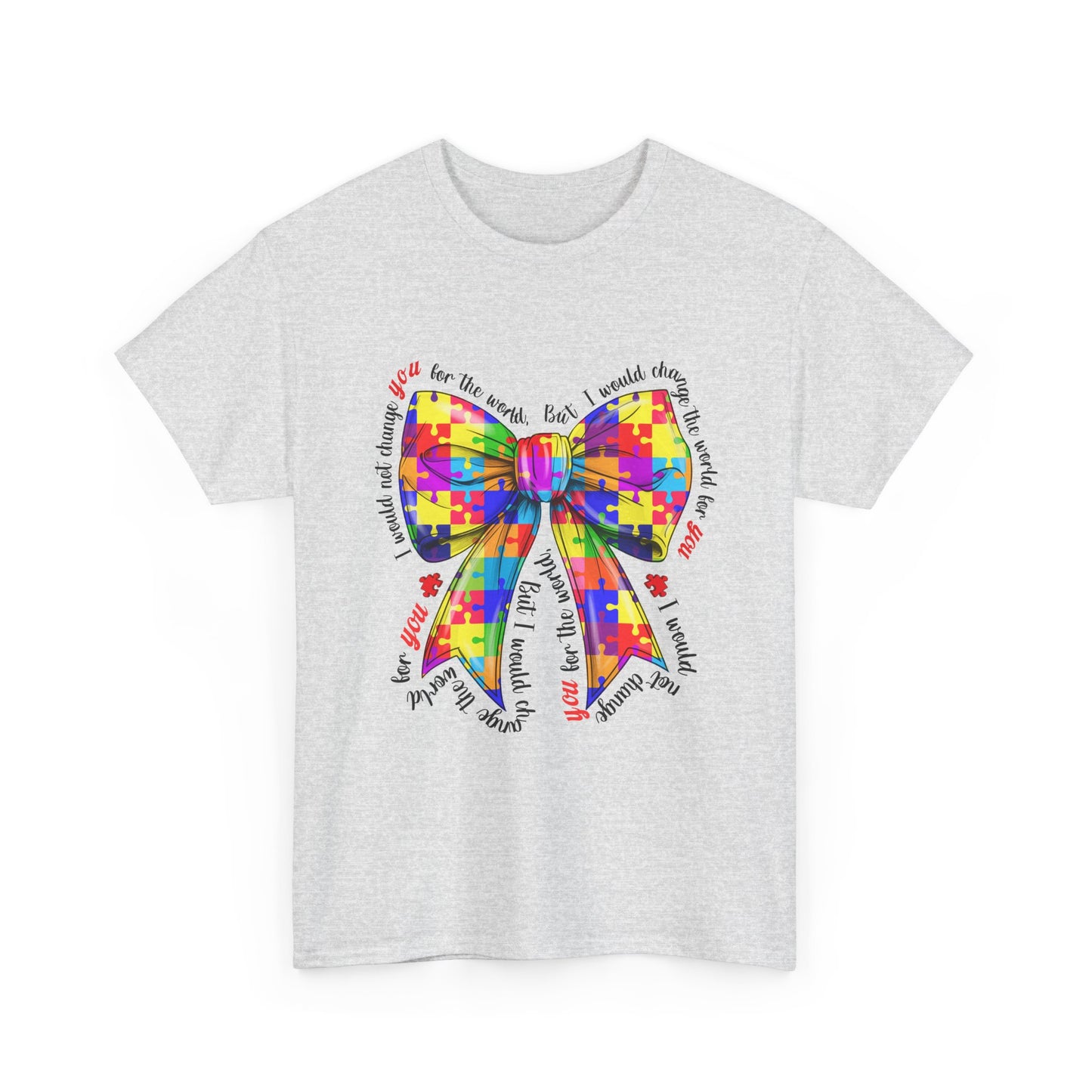 Autism Puzzle Ribbon Tee — Colorful Awareness Bow Shirt