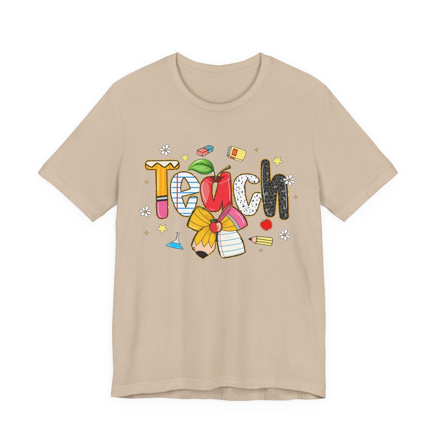 Teacher Floral Pencil Tee - "Teach" Cute School T-Shirt for Educators