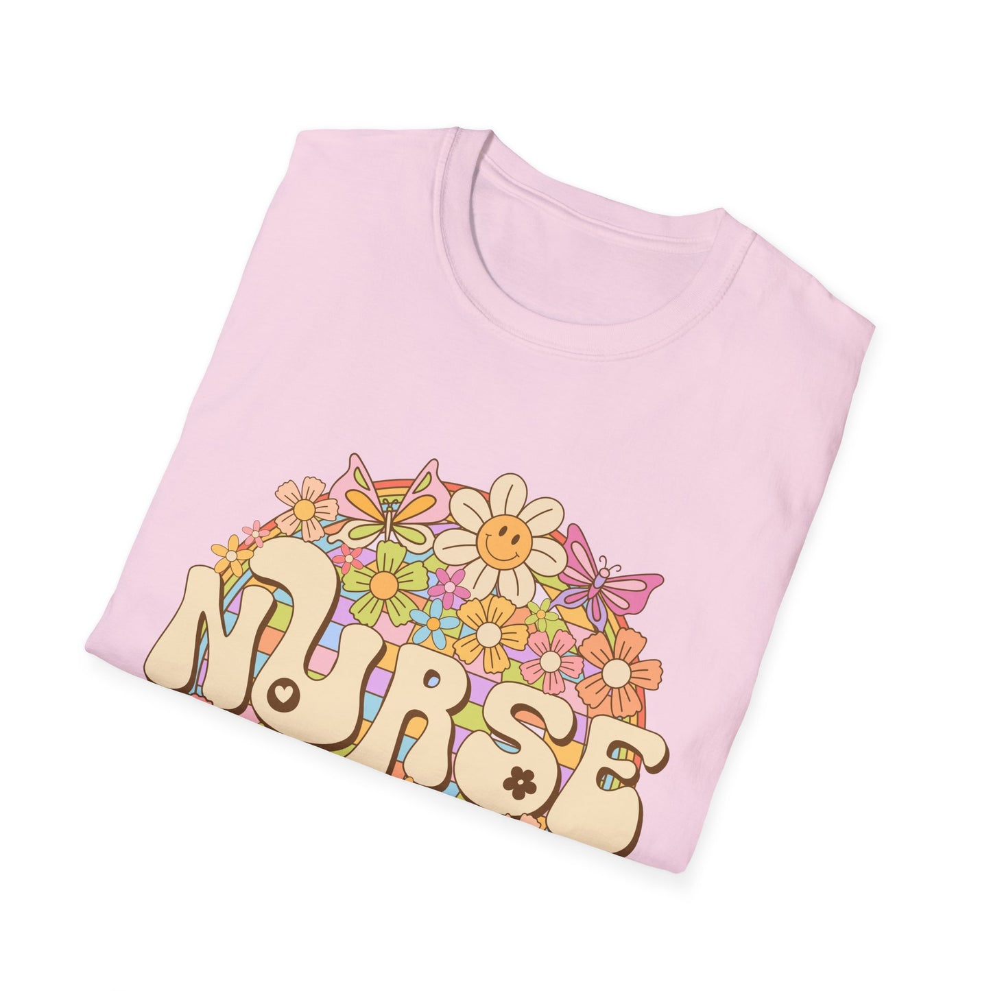 Nurse Floral Retro T-Shirt — Cute Vintage Flower Badge for Nurses