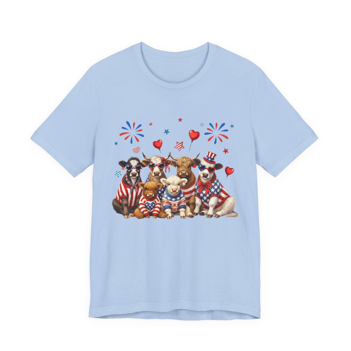 Patriotic CowsT-Shirt — Cute Cows in USA Outfit 4th of July Tee