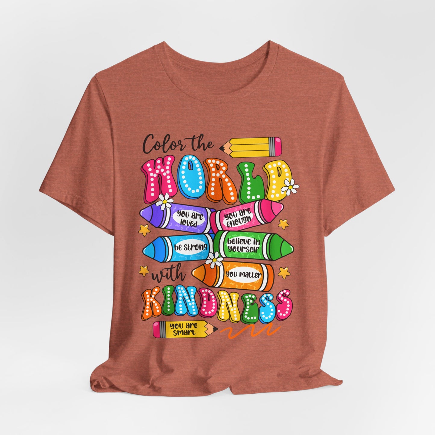 Color the World with Kindness T-Shirt — Kids & Teachers Positive Message Tee