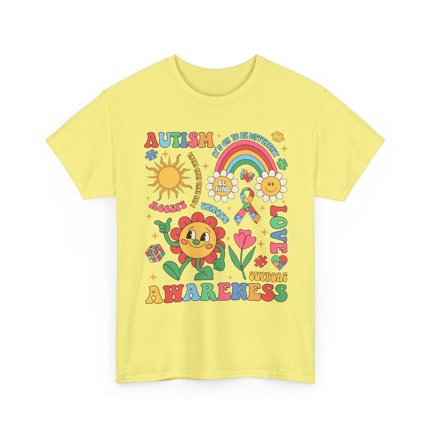 Autism Awareness Rainbow Floral Tee — Love, Support & Awareness T-Shirt
