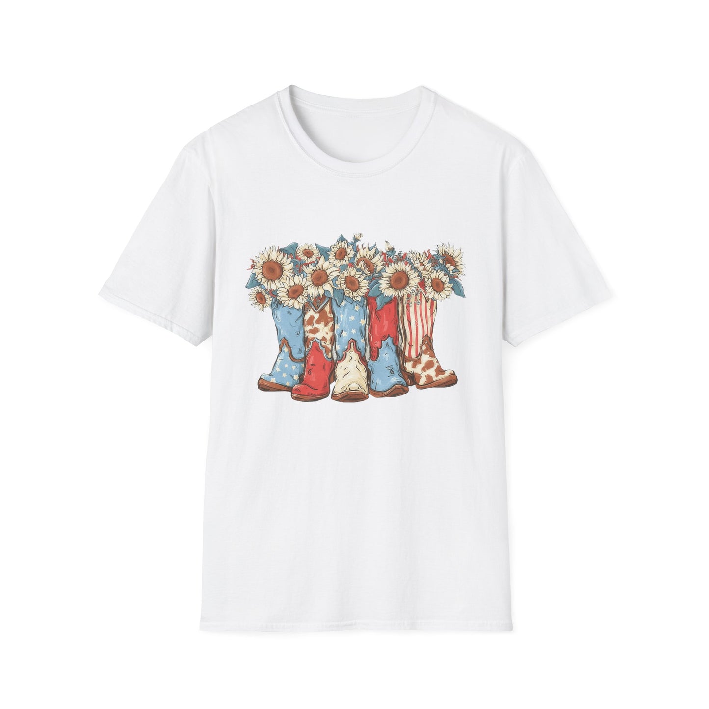 Patriotic Sunflower Cowboy Boots T-Shirt