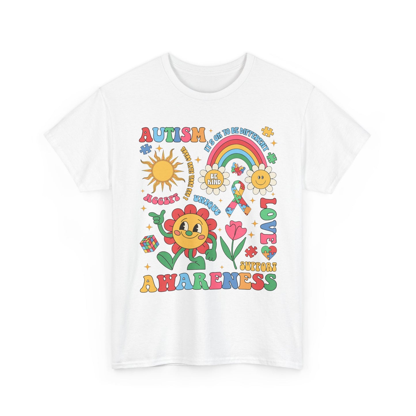 Autism Awareness Rainbow Floral Tee — Love, Support & Awareness T-Shirt