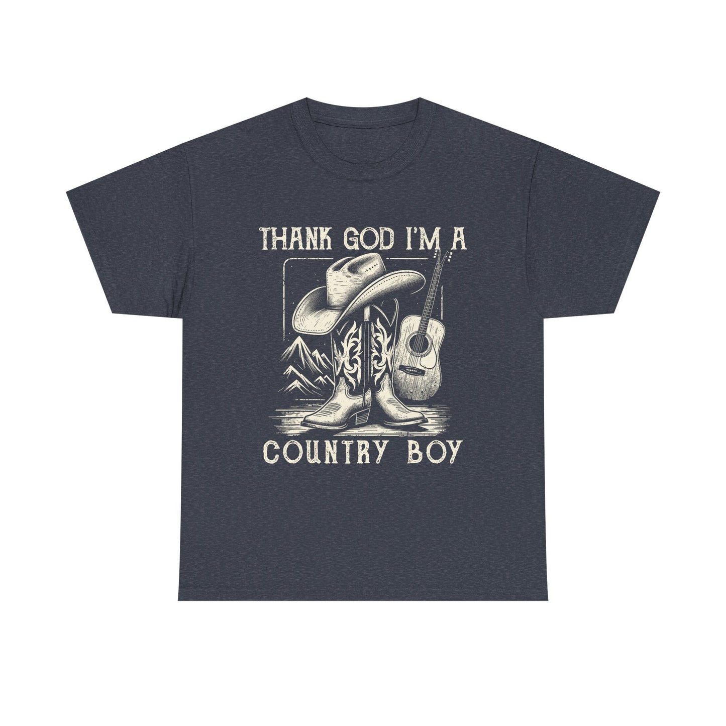 Country Boy T-Shirt — "Thank God I'm a Country Boy" Cowboy Boots & Guitar Tee