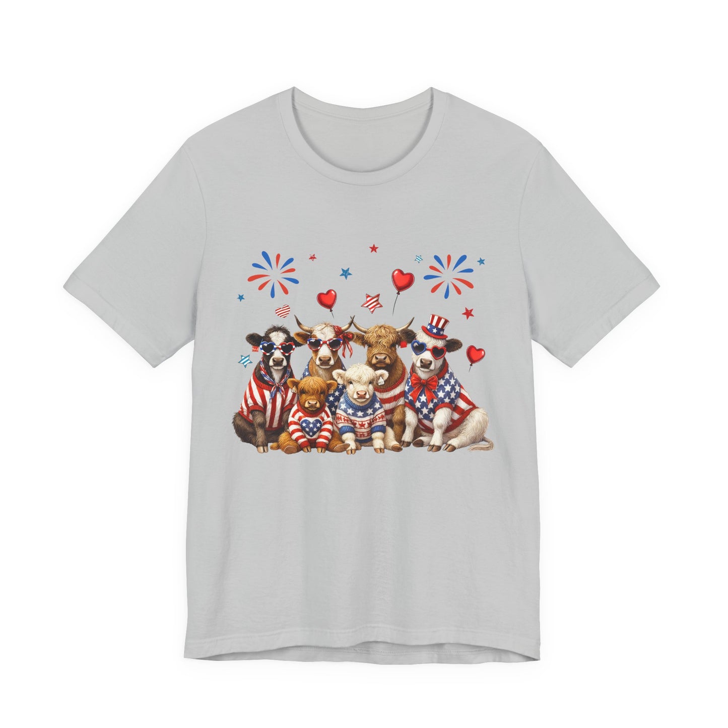 Patriotic CowsT-Shirt — Cute Cows in USA Outfit 4th of July Tee