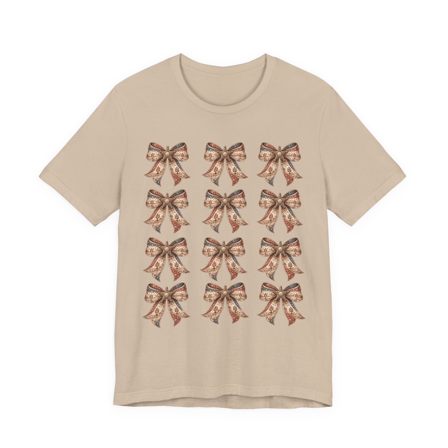 Bow Pattern Tee — Vintage Floral Ribbon Graphic Shirt