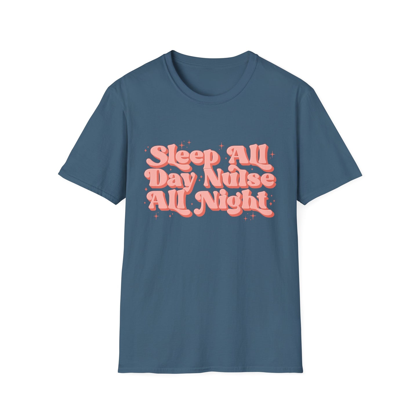 Sleep All Day Nurse All Night T-Shirt — Cute Retro Nurse Tee for Healthcare Workers