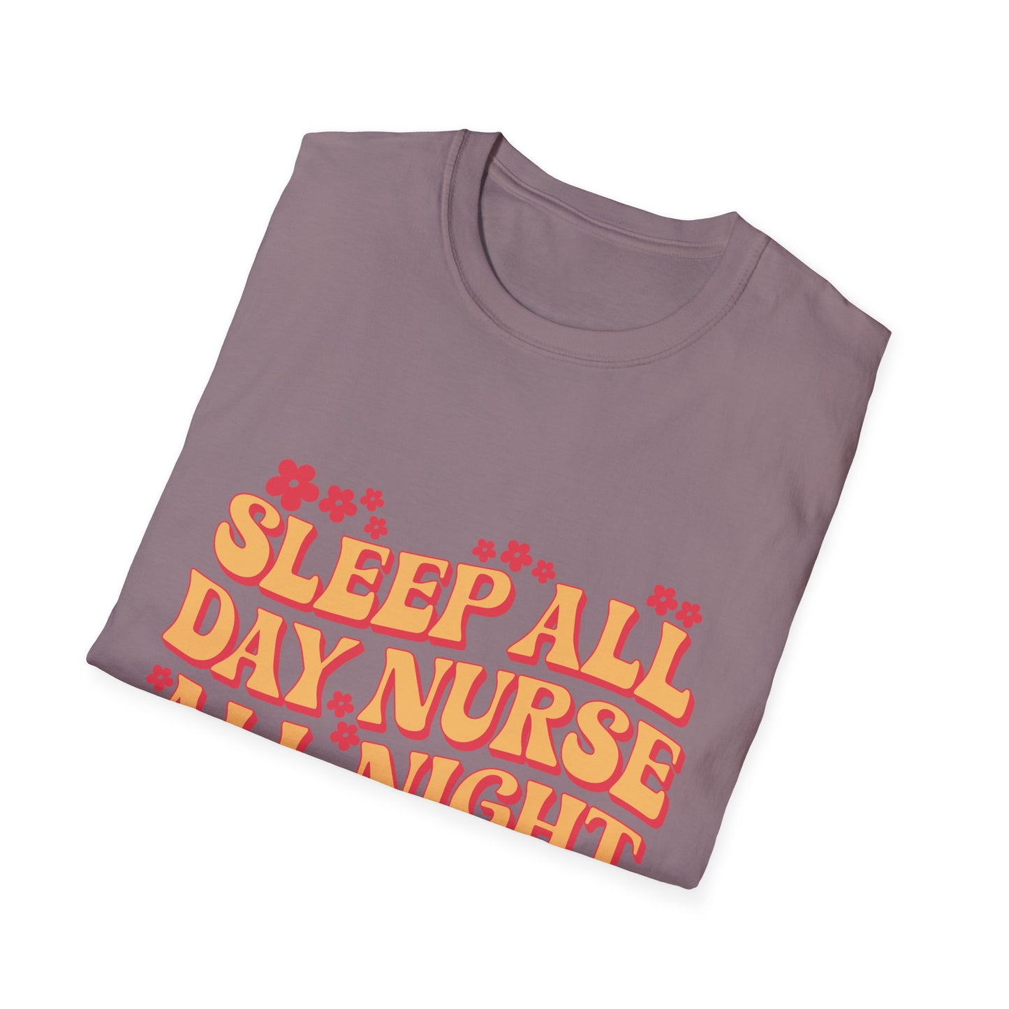 Nurse Life T-Shirt - "Sleep All Day, Nurse All Night" Retro Floral Tee