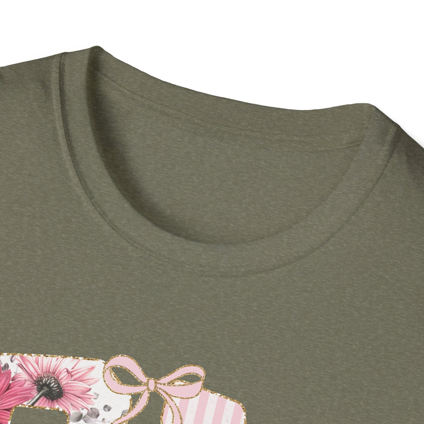 T-Shirt — RN Floral Script Design (Pink Stripes & Roses)