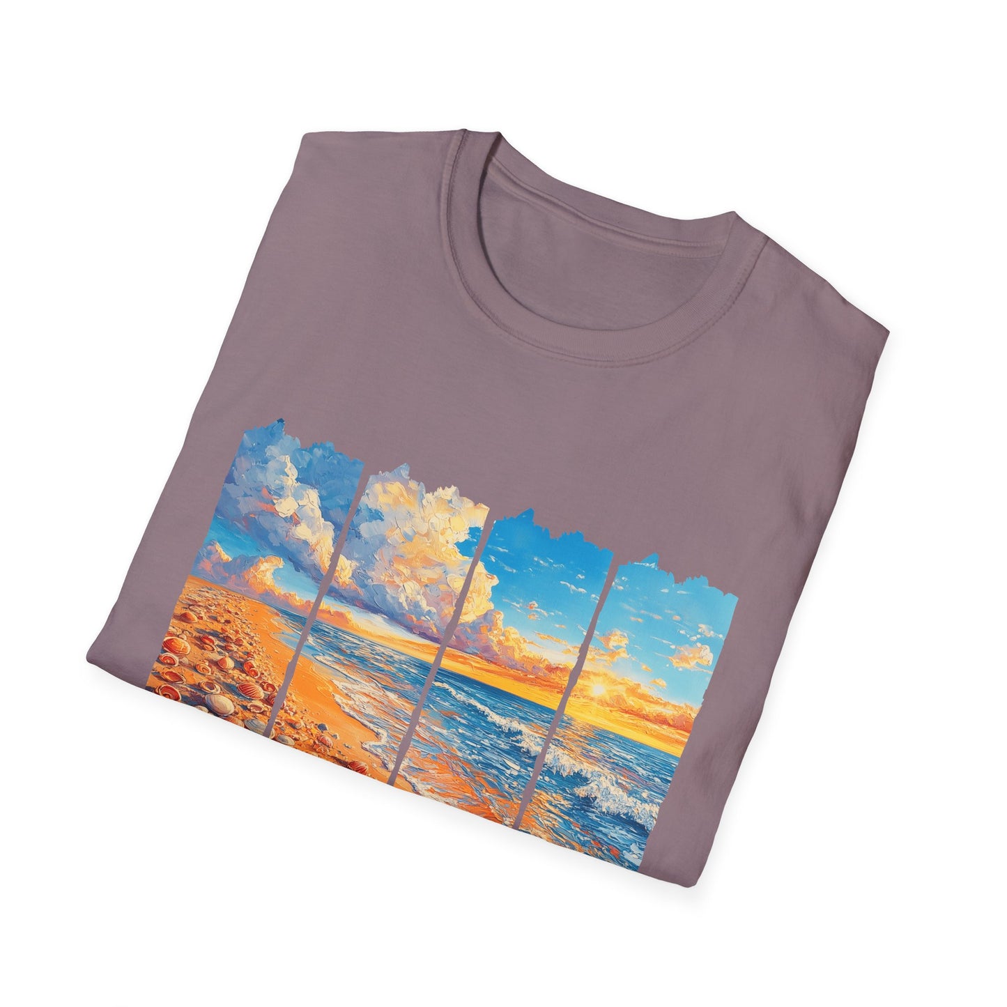 Beach Sunset Panel T-Shirt — Scenic Coastal Graphic Tee