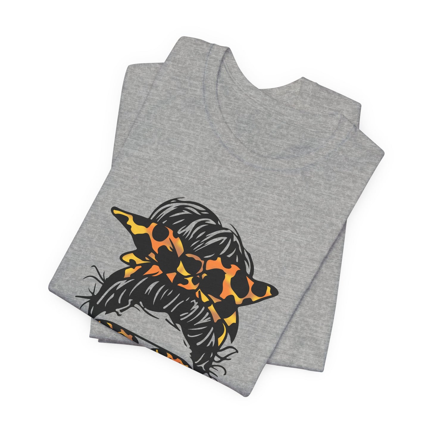 Dog Mom T-Shirt – "Kinda Busy Being a Dog Mom" Leopard Print Messy Bun Tee
