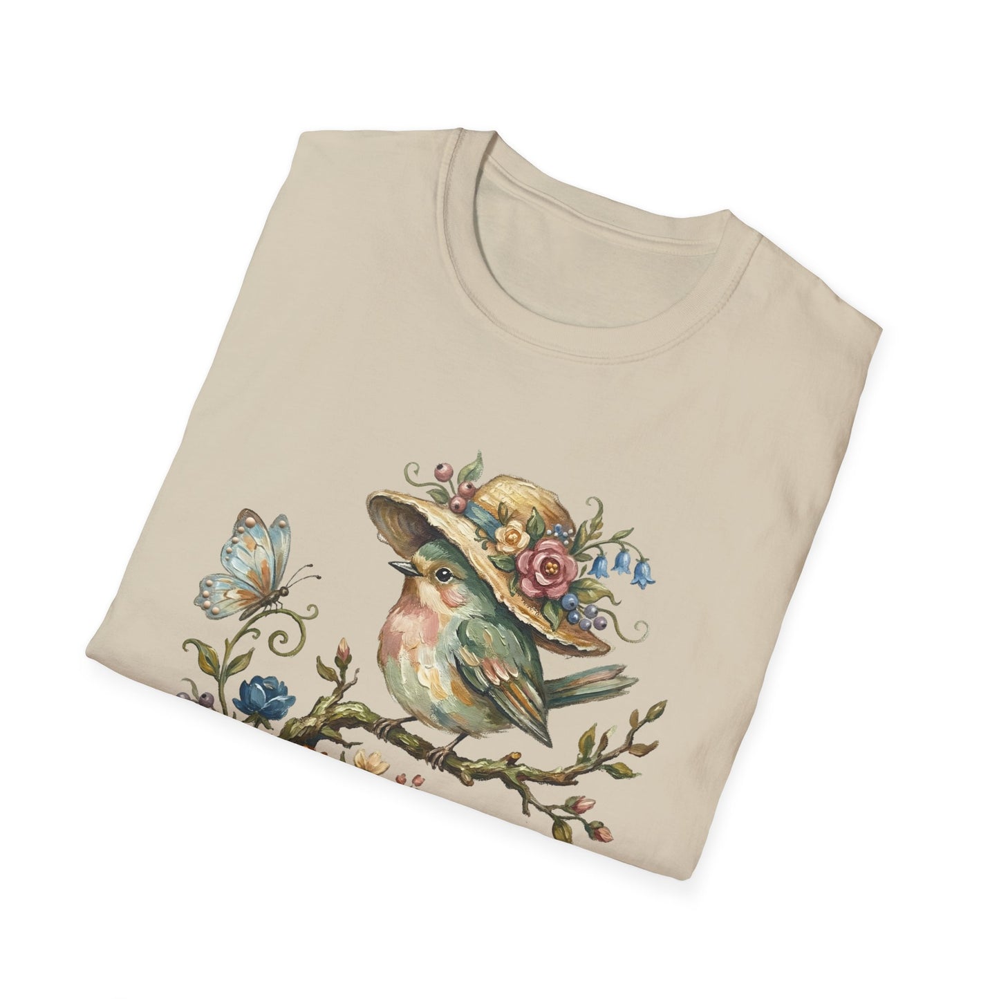Garden Bird Tee — "There is a quiet peace to be found in the heart of the garden" Floral Bird T-Shirt