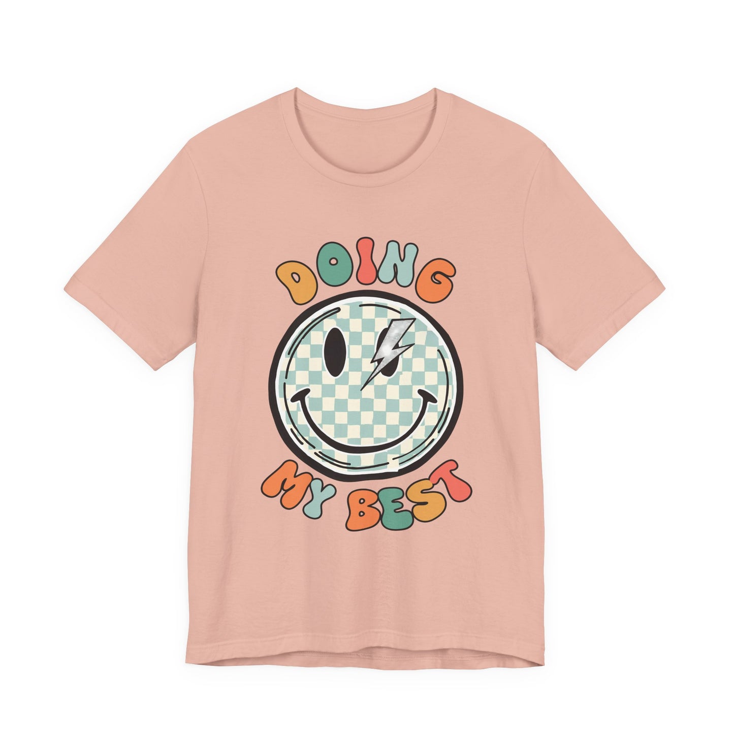 Doing My Best Smiley Tee — Retro Checkerboard Positive Message T‑Shirt