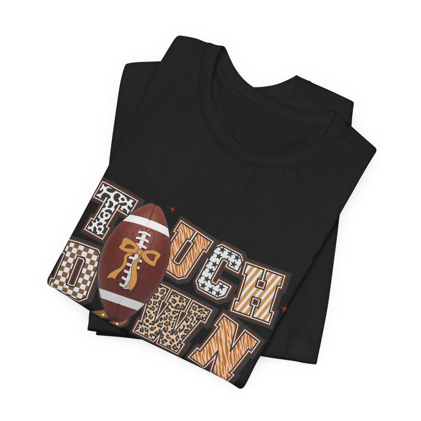 Touchdown Season Football T-Shirt — Retro Brown Leopard Print Design