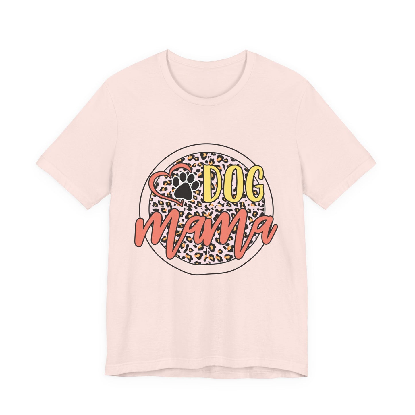 Dog Mama Leopard Circle Tee — Cute Paw Print Graphic T-Shirt for Women