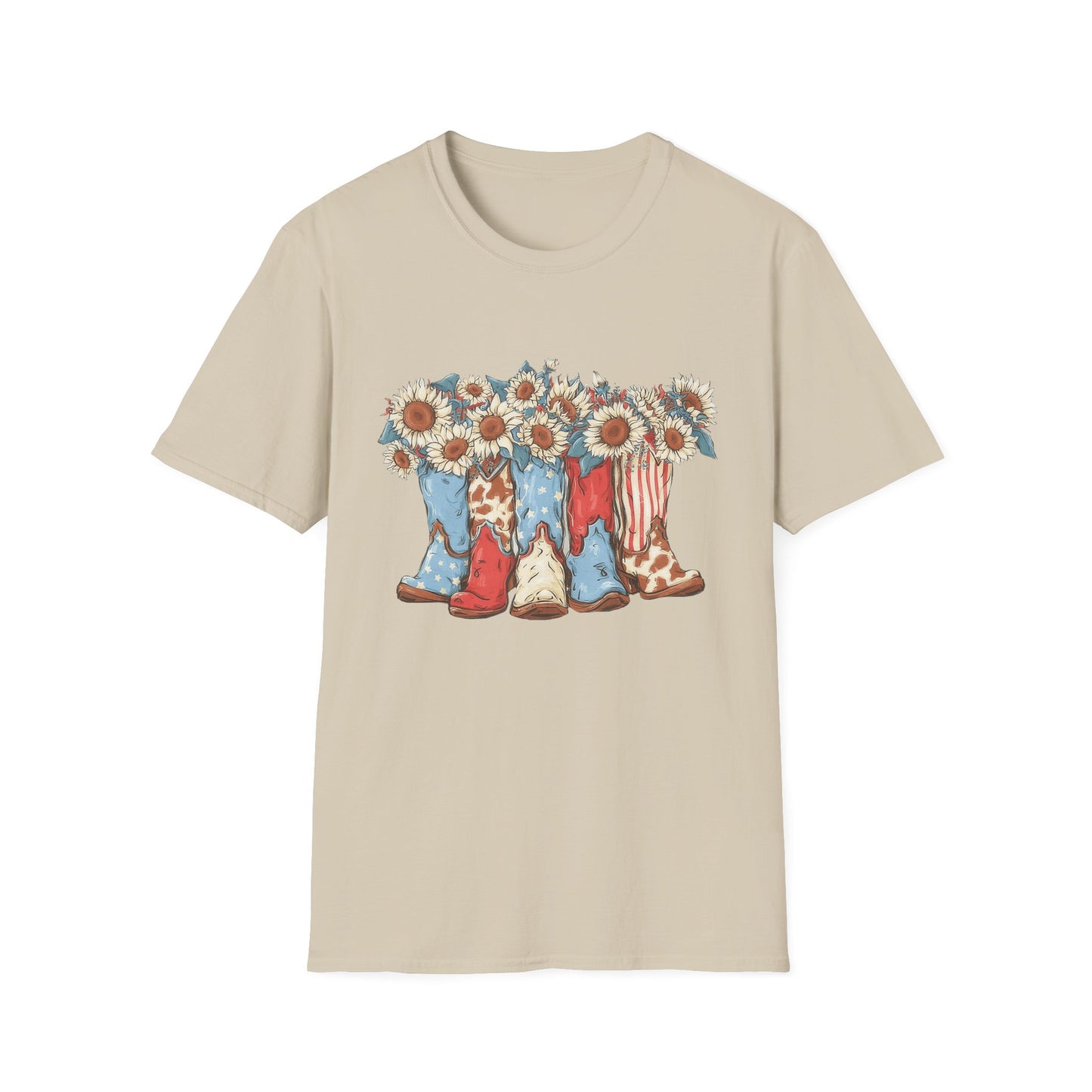 Patriotic Sunflower Cowboy Boots T-Shirt