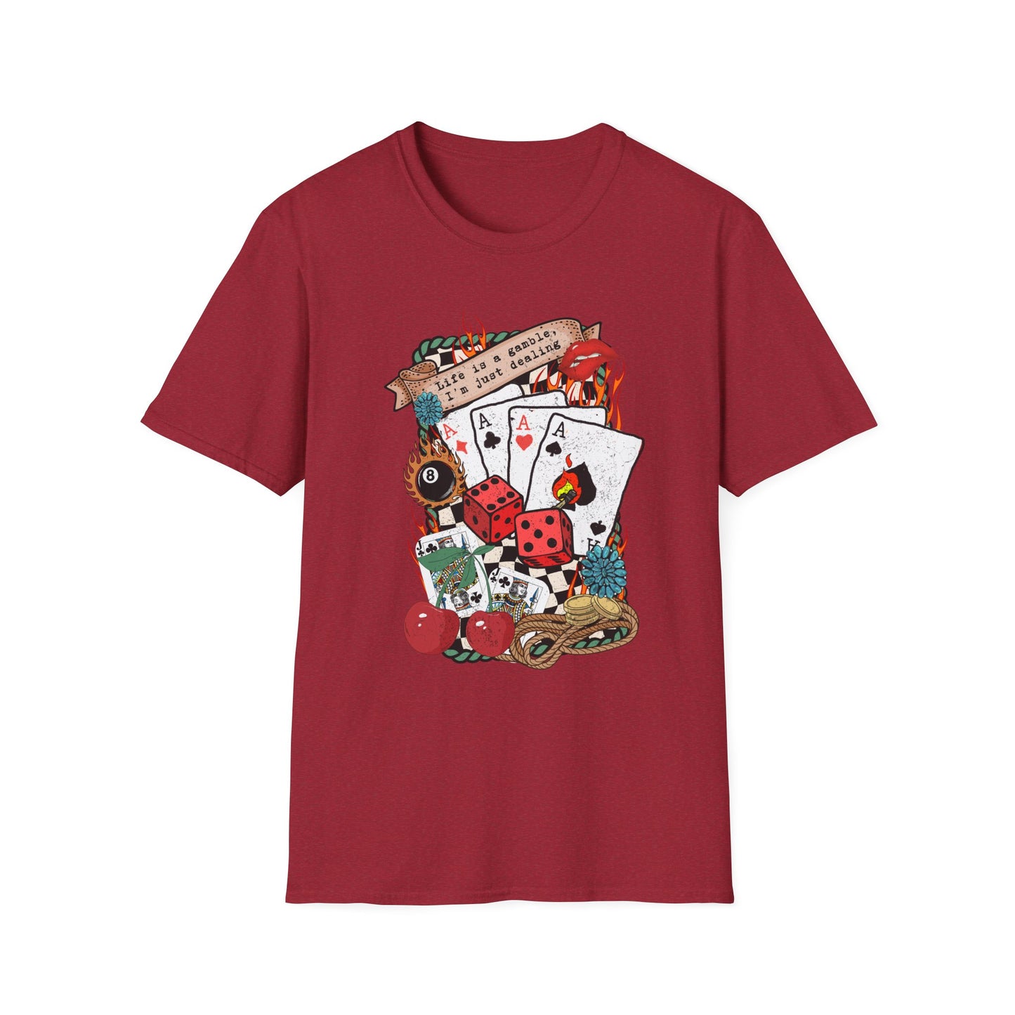 Casino Night Graphic T-Shirt — Aces, Dice & Retro Gaming Design