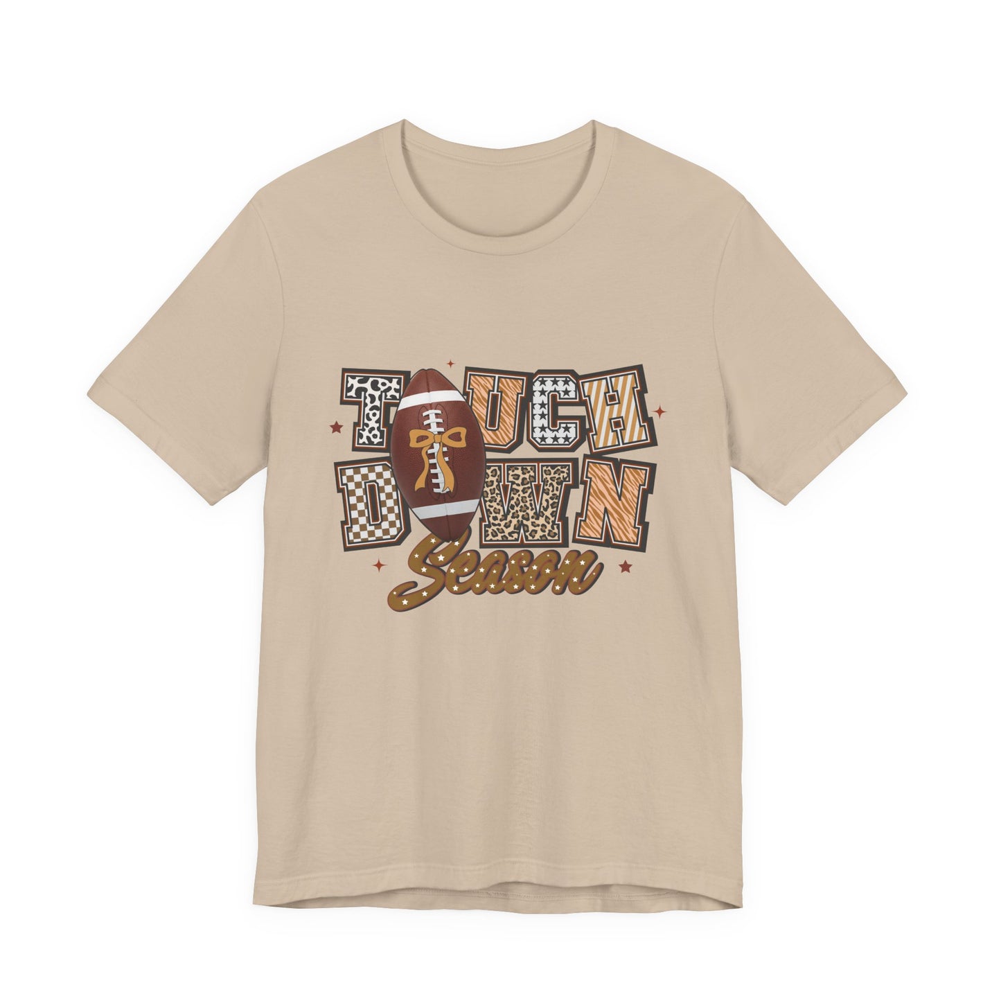 Touchdown Season Football T-Shirt — Retro Brown Leopard Print Design