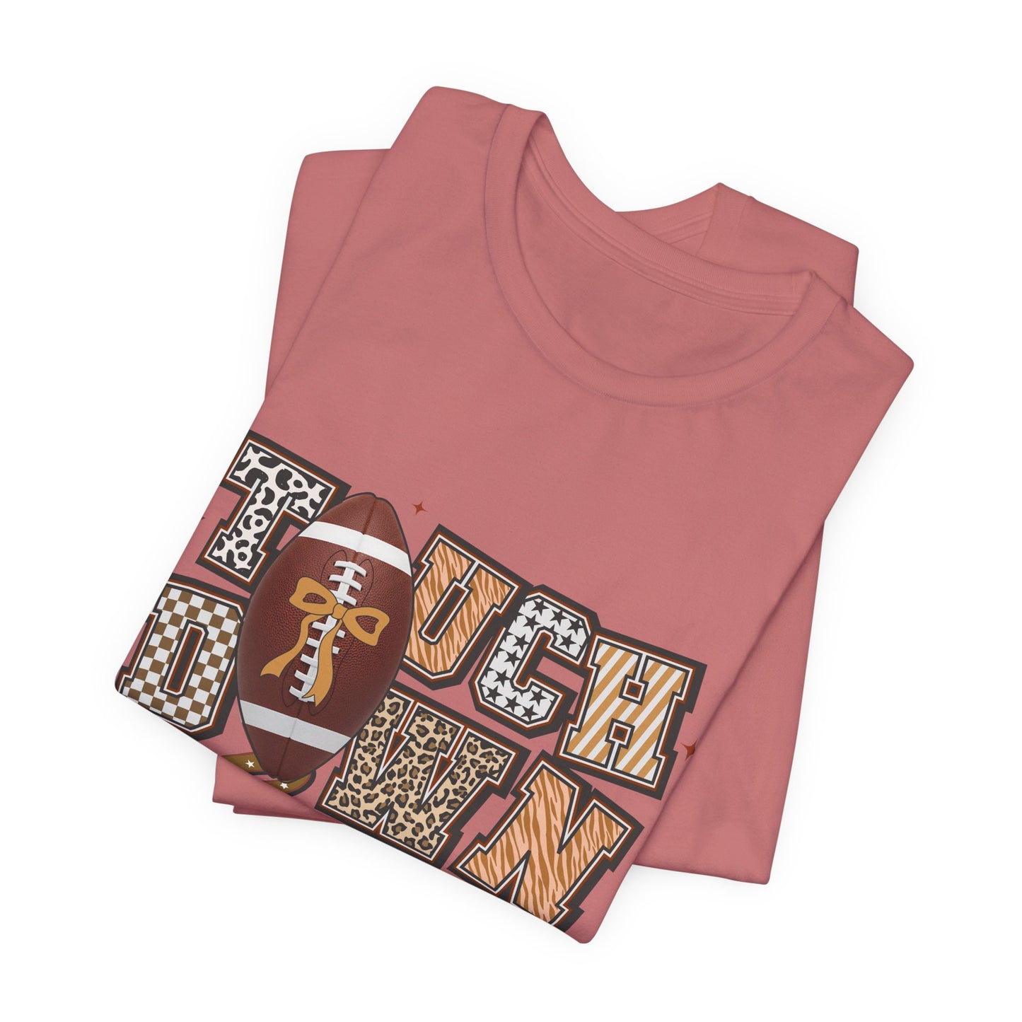 Touchdown Season Football T-Shirt — Retro Brown Leopard Print Design