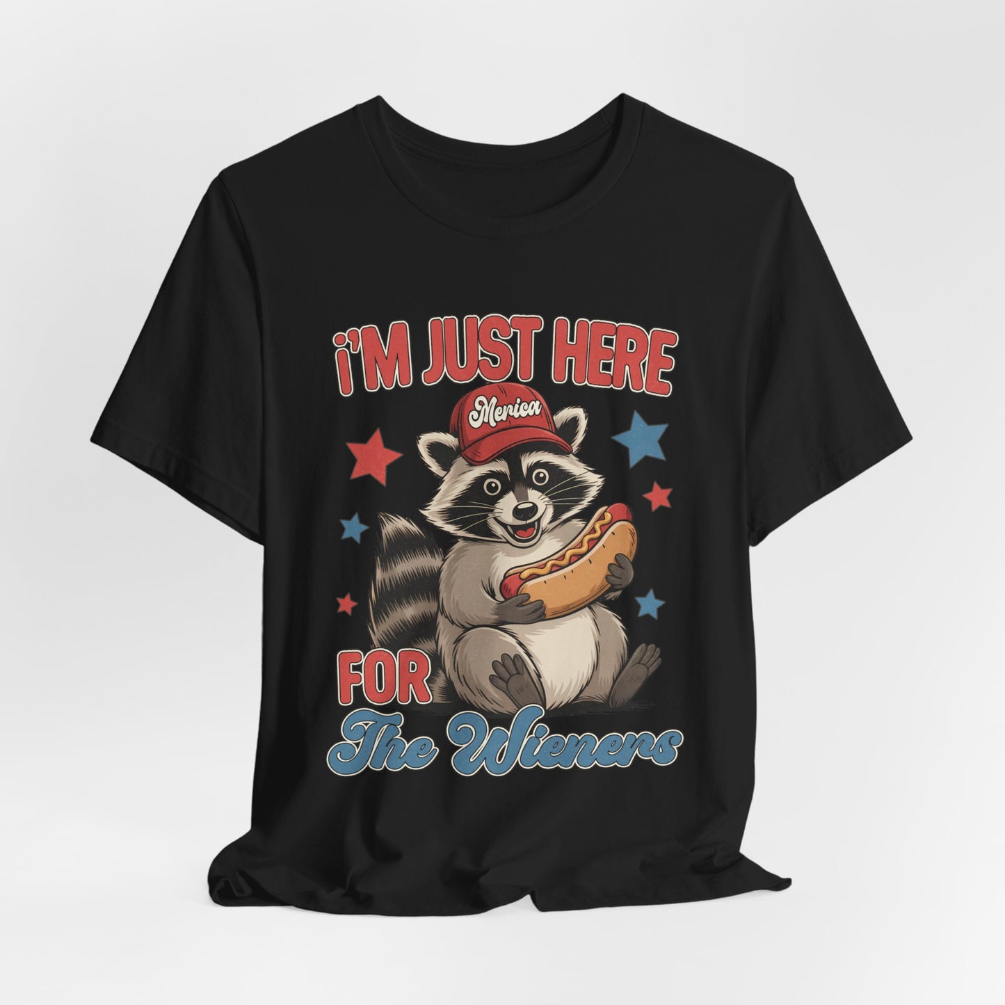 Patriotic Raccoon Hot Dog Tee — “I'm Just Here For The Winans” Graphic T-Shirt