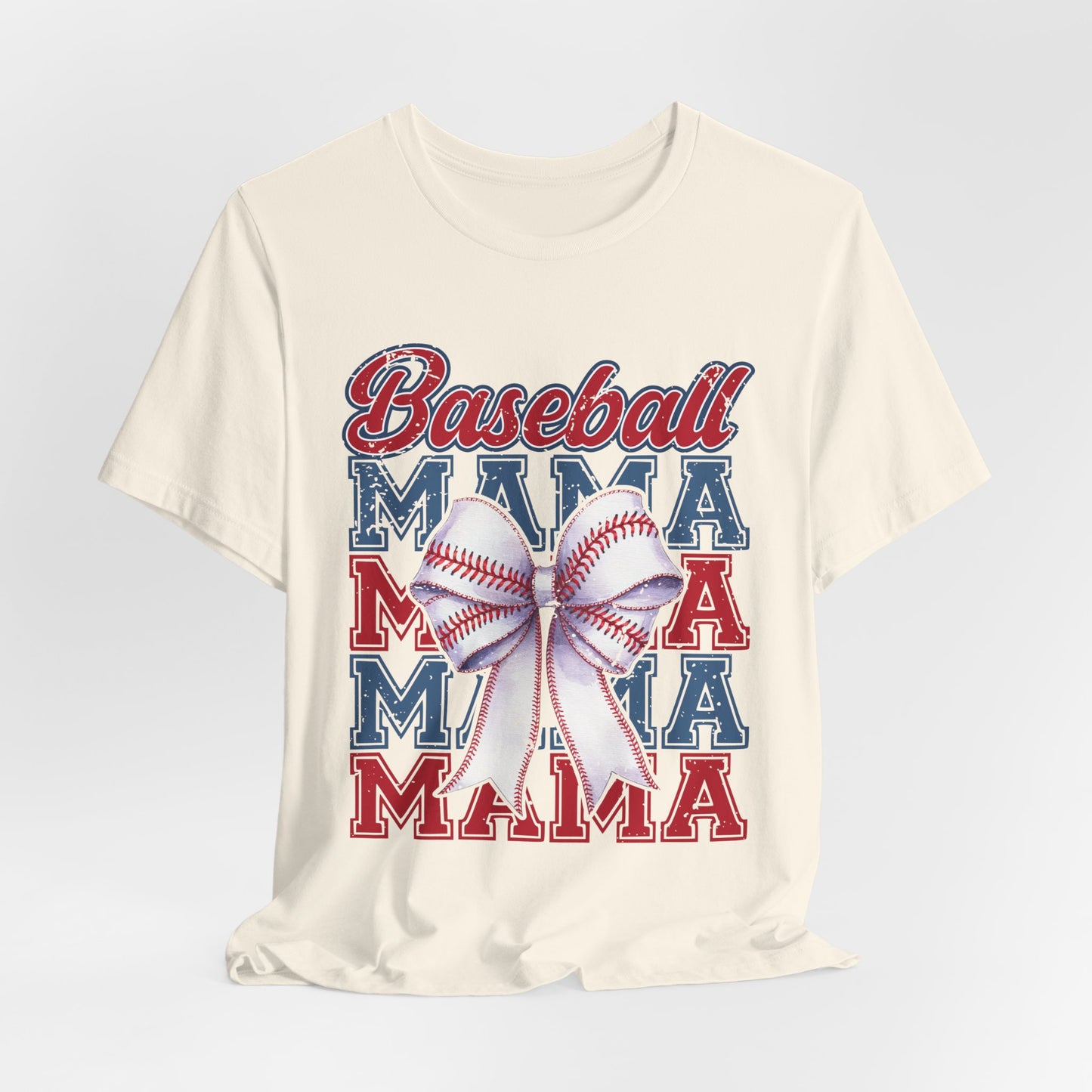 Baseball Mama Tee – Patriotic Bow Soft Cotton T‑Shirt for Baseball Moms